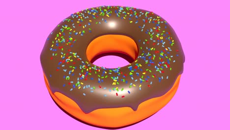 rosquilla de chocolate colorido en fondo rosa capaz de hacer un bucle sin problemas 4k