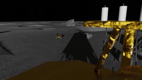 Animación-3D-De-Chandrayaan-3-En-La-Luna-Mientras-Cae-La-Noche