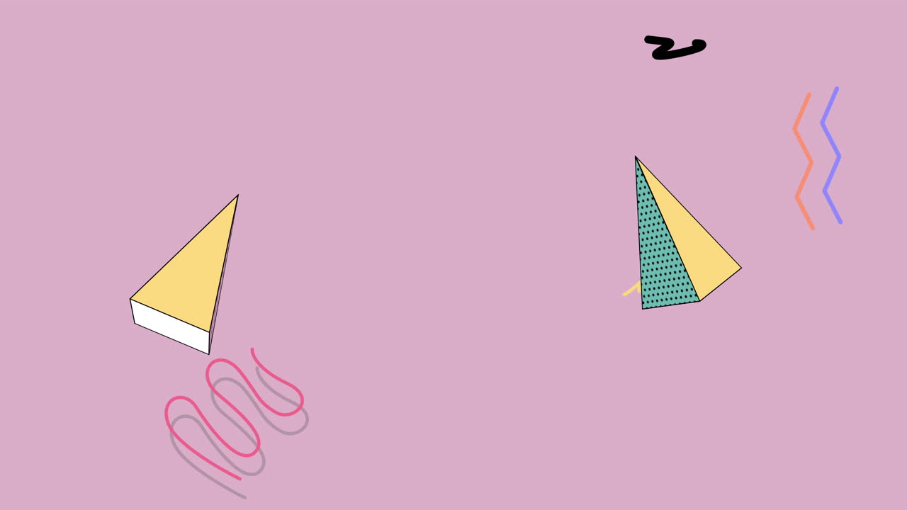 movimiento formas geométricas abstractas triángulos y zigzag colorido fondo de memphis