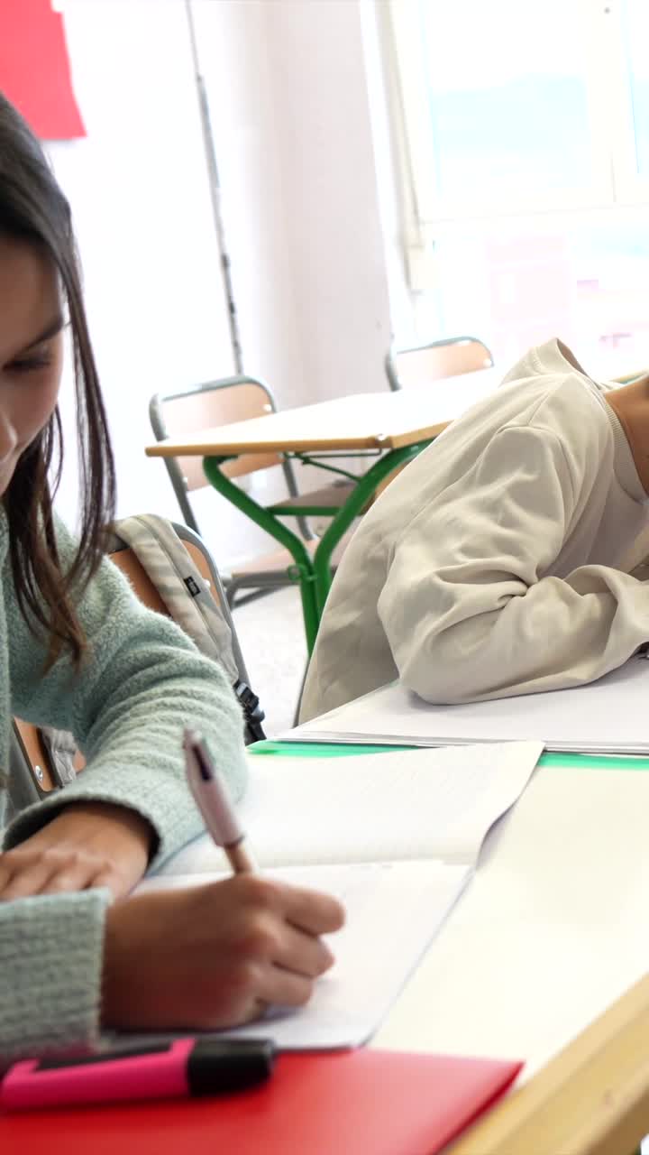 Students working in the classroom