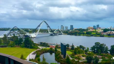 matagarup bridge over the swan river in perth, western australia from optus stadium