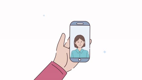 digital work animation with hand using smartphone