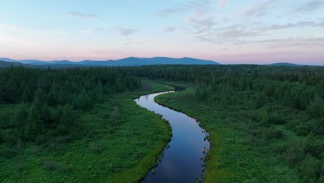 Blue-Hour-aerial-over-scenic-Lazy-Tom-Bog