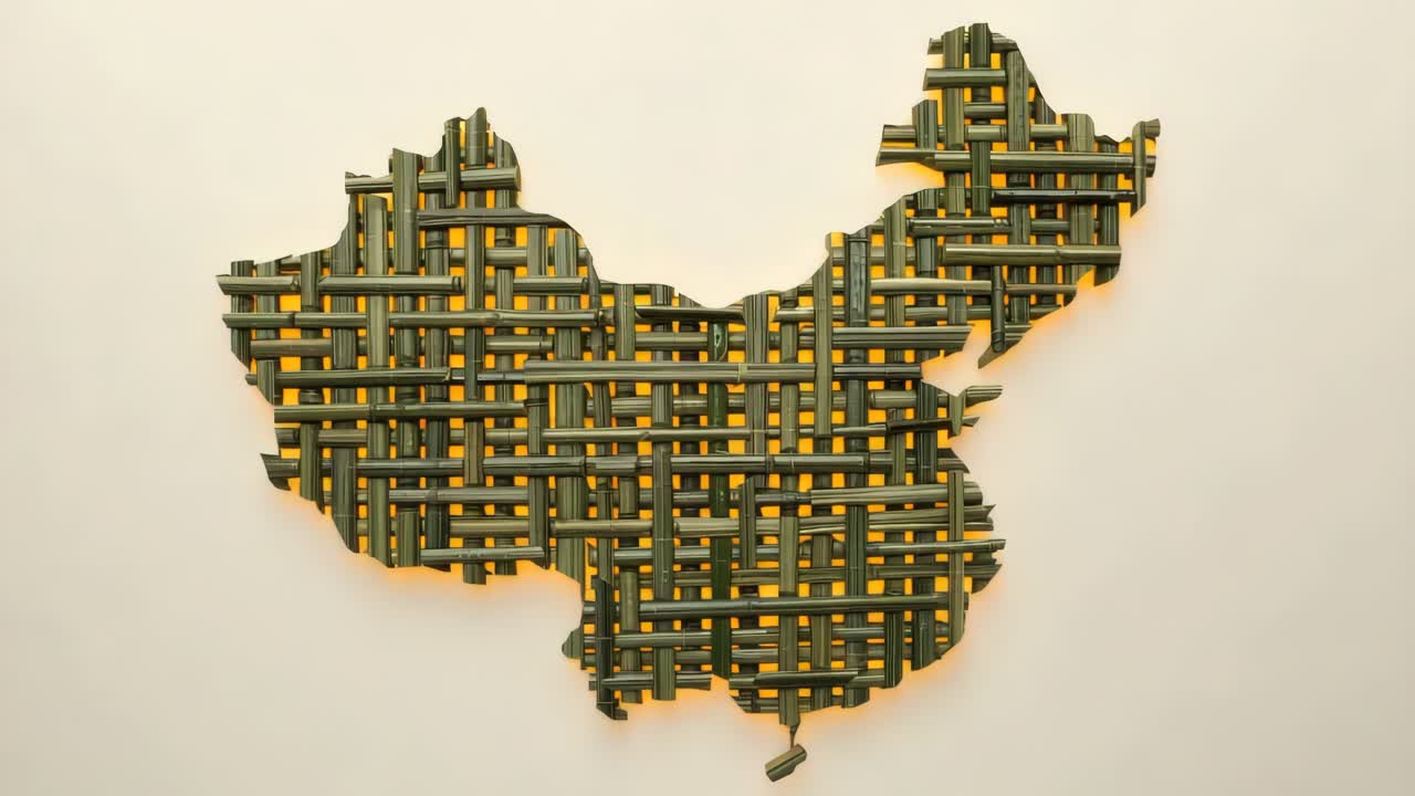 China Map Made of Bamboo Weaving