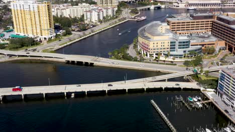 american city landscape of downtown tampa bay, florida - aerial