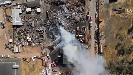 Massive Fire at Metal Scrap Yard - Aerial View