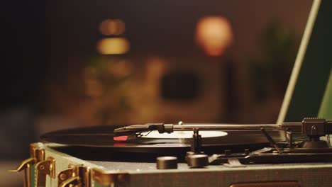 vintage record player in living room