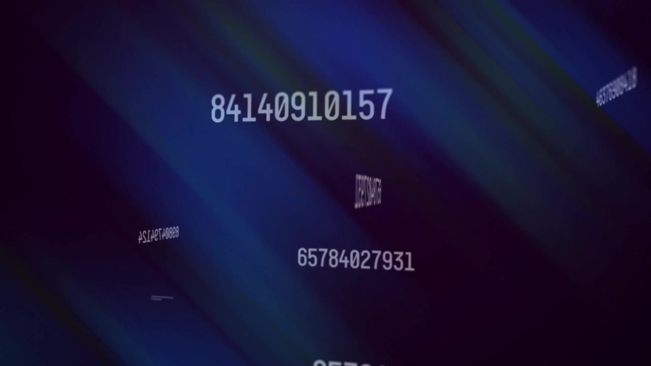 Incoming data stream sending numeric tokens sliding, rotating past 3D panel, visualizing tech