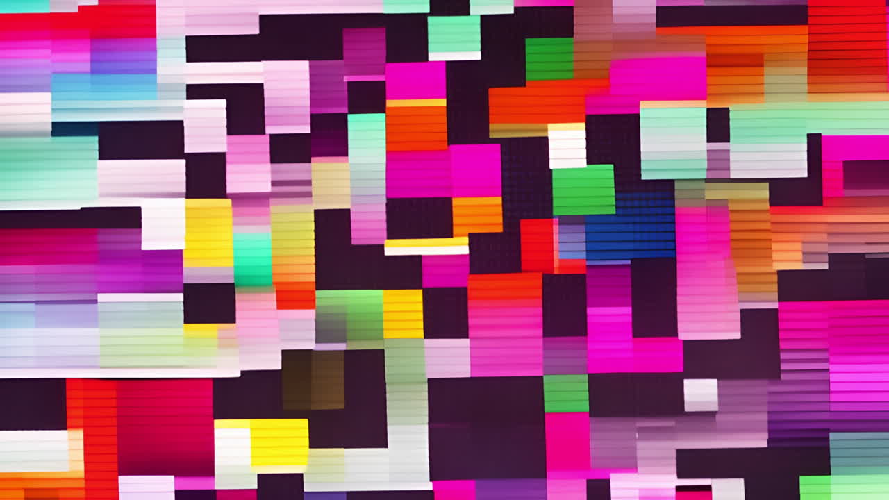 Colorful pixelated blocks animation forming abstract digital art