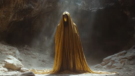 golden figure in a cave