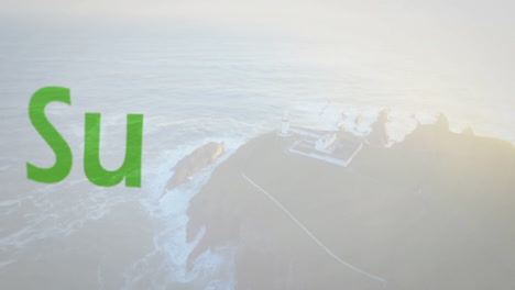 Green overlay text tainable presenting above rocky cliffs with narrow path to house in flat design