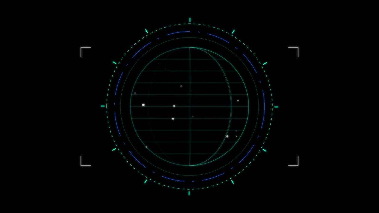 Interfaccia Radar Digitale Futuristica con Scansione e Globo Rotante