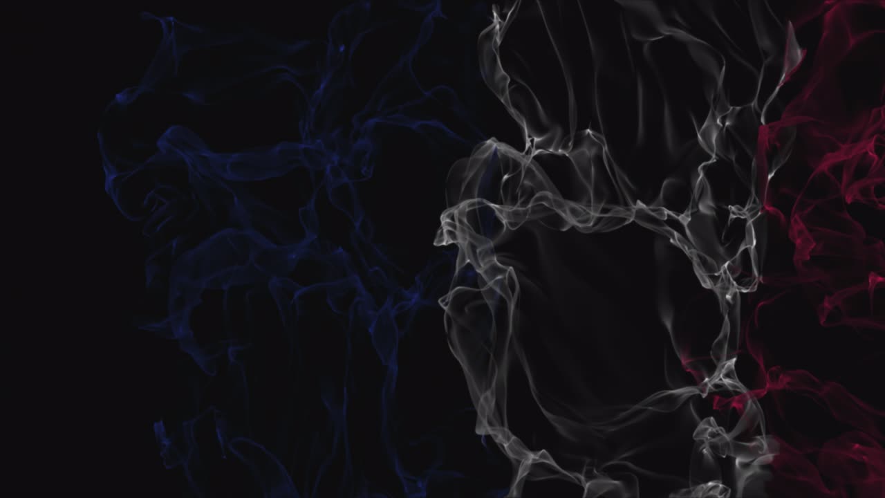 flag France turns into smoke. State weakening concept, alpha channel.