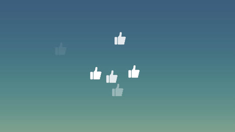 Animation-of-thumbs-up-like-icons-over-green-background