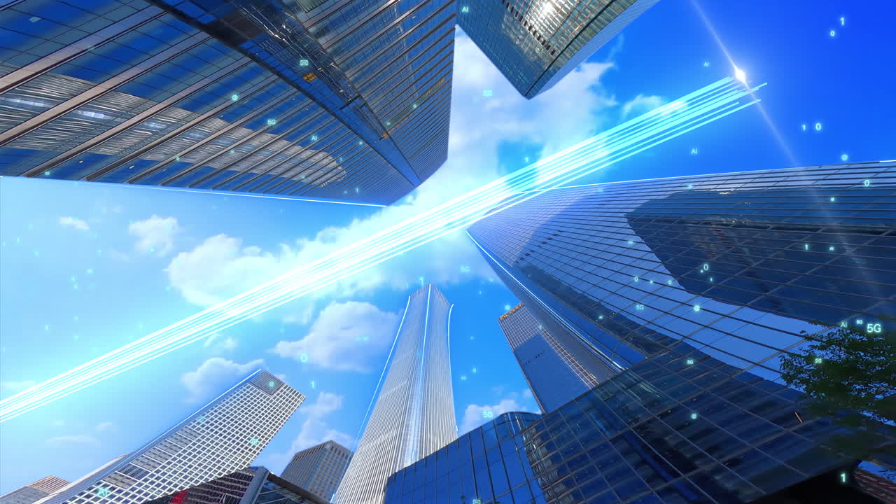 Science and technology city high-rise, science and technology city, Internet smart city，5G，iot.Towering city buildings, modern urban skyscrapers,Intelligent City