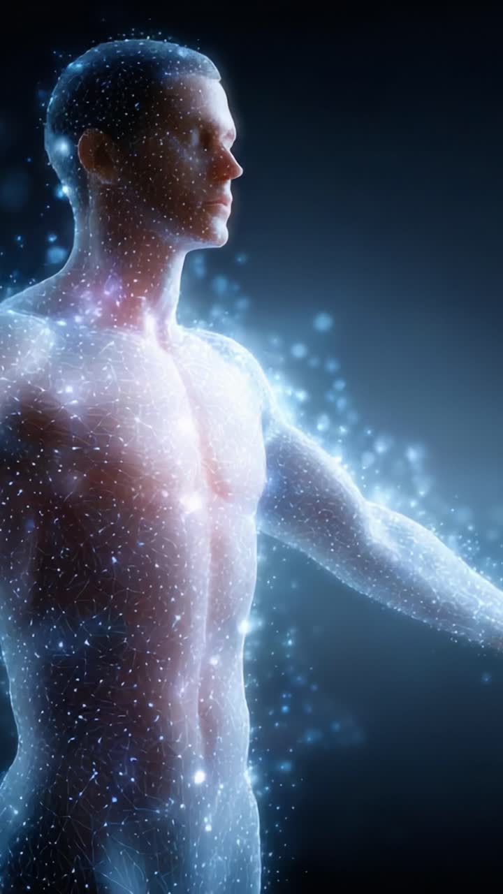 A Glowing Human Figure Emanating Cosmic Energy, Surrounded by Stars and Light, Symbolizing Connection to the Universe and the Cosmic Mind's Infinite Possibilities