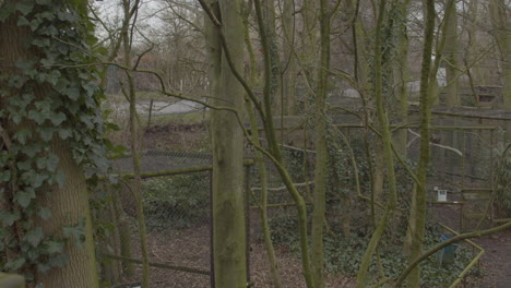 Panning-over-large-bird-cages-in-deserted-zoo-during-Covid-Lockdown