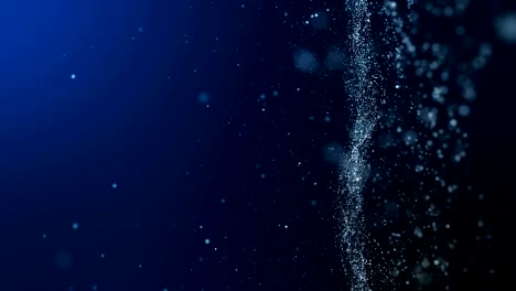 seamless loop,blue background, digital signature with wave particles, sparkle, veil and space with depth of field. the particles are white light lines.