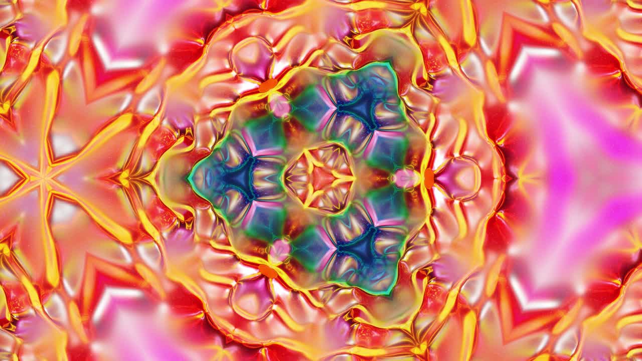 3d elegante abstracto en bucle bg como patrón simétrico ondulado como estructura caleidoscópica con ondas, vidrio líquido multicolor con hermosos colores de gradiente. 4k animado fluido colorido de moda