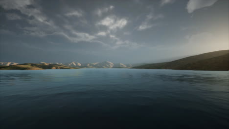 beautiful calm lake with sunset