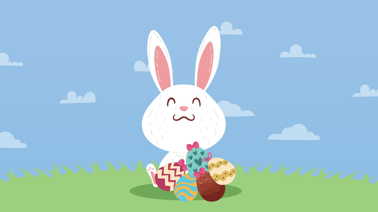 봄 달은 풍경에서 토끼와 함께 칠해져 있습니다.