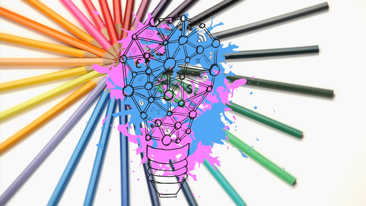 animación de un bulbo colorido sobre un fondo blanco