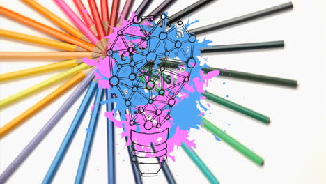 animación de un bulbo colorido sobre un fondo blanco