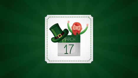 st patricks day animated card with calendar and elf