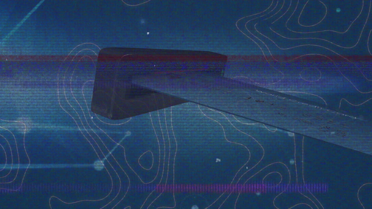 Animation of moving lines and atm over blue background