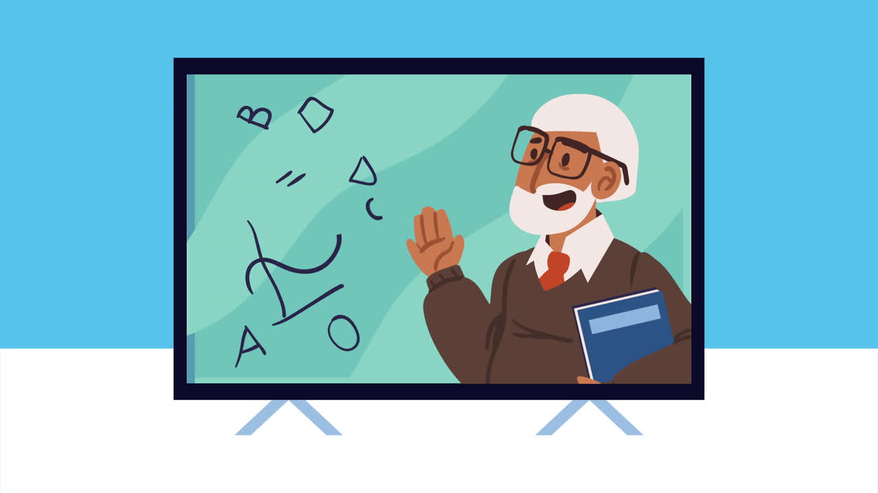 old male teacher with book character