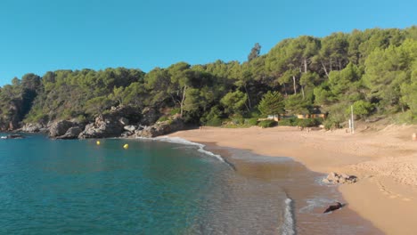 costa brava beach, aerial drone, paradise, turquoise green - lloret de mar mediterranean - spain