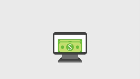 computadora con idea de luz de bombilla y billete de banco
