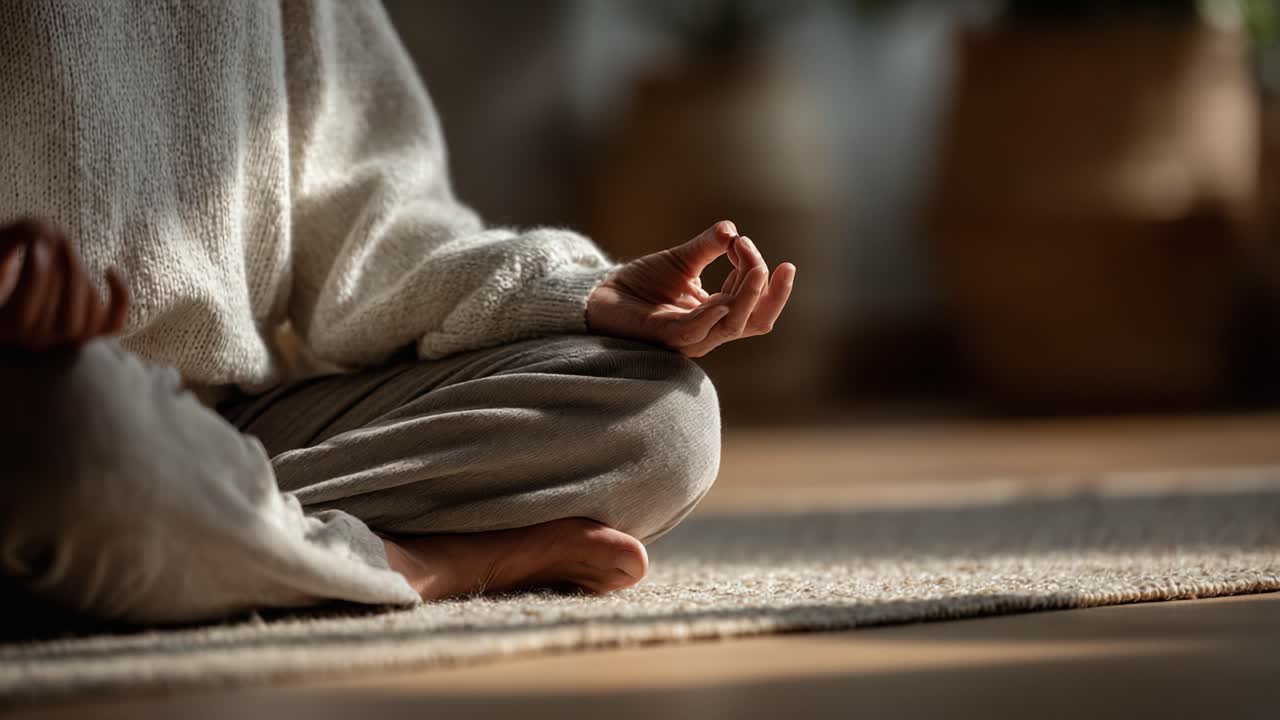 A Tranquil Moment of Mindfulness: Embracing Serenity Through Meditation in a Comfortable Environment