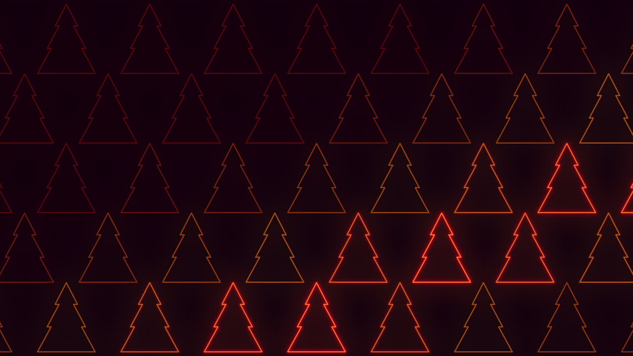 patrón de árbol de navidad rojo de neón de pulso en filas en gradiente negro