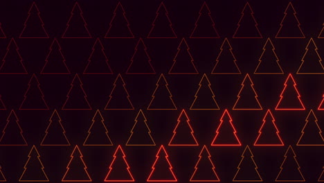 pulse neon red christmas tree pattern in rows on black gradient