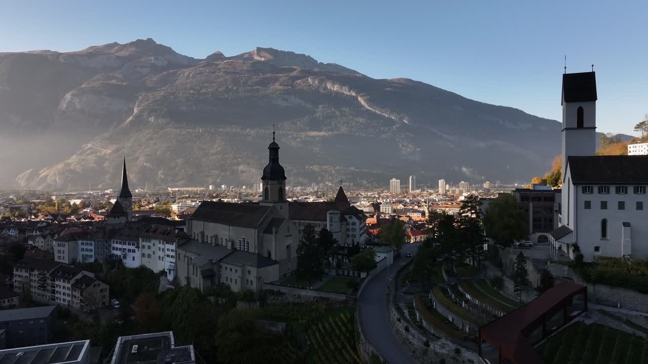 Stunning Aerial View of a City Nestled in the Swiss Alps