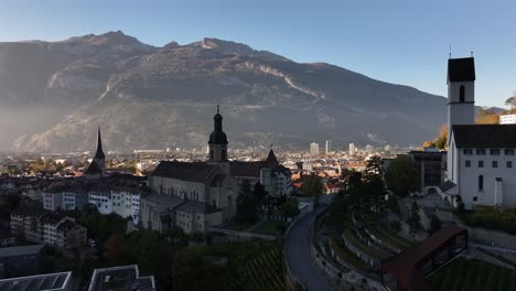 stunning aerial view of a city nestled in the swiss alps
