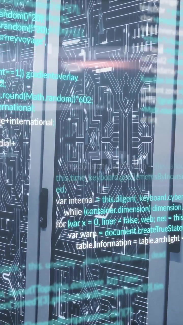 Programming code animation over server racks in data center