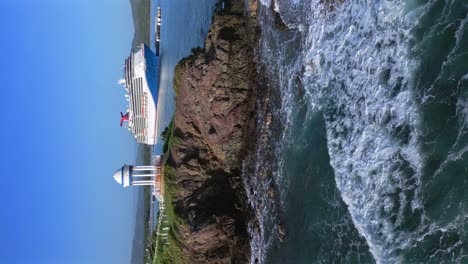 vertical view of gazebo at mirador senator puerto plata with amber cove cruise ship at background in dominican republic