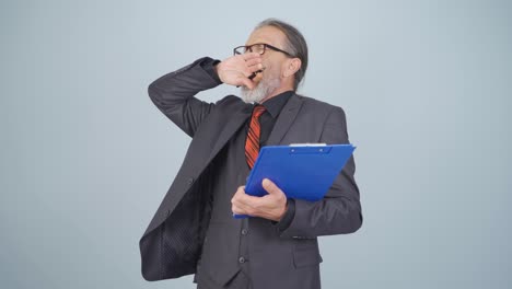 yawning businessman.