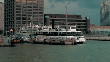 establishing shot of a ferry