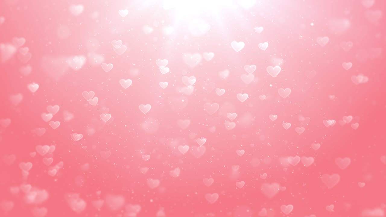 día de san valentín fondo abstracto, fluyendo corazones rojos en forma y partículas para el día de san valentino, concepto de fondo aniversario de boda, animación 4k bucle sin costuras