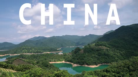 Time-Lapse-Shot-Of-Mountains-And-Coastline-In-China-With-Animated-Graphic-Spelling-Out-China-1