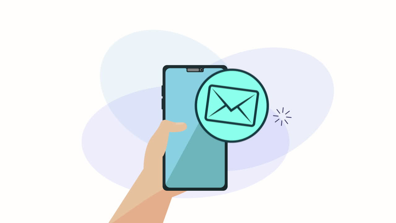 hand using smartphone with social media marketing animation