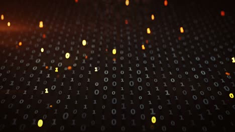 matrix of binary code with red illuminating symbols loopable 3d render animation