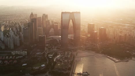 cbd buildings by jinji lake in suzhou, china.