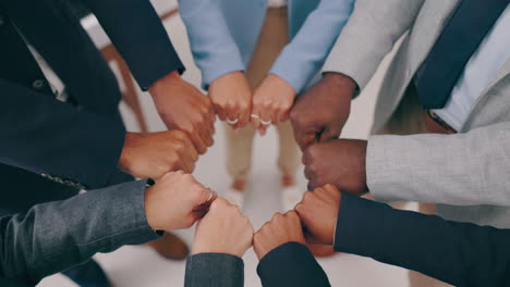 Business people, fist bump and teamwork