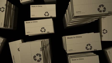 hecho en china animación de bucle de caja