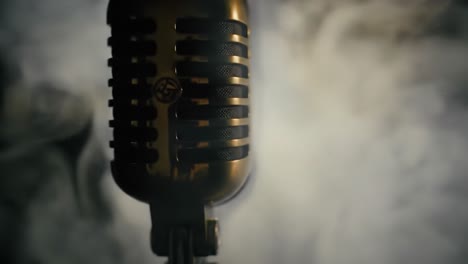 vintage microphone in smoke