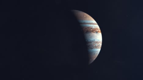 realistic shot of spinning around the planet jupiter